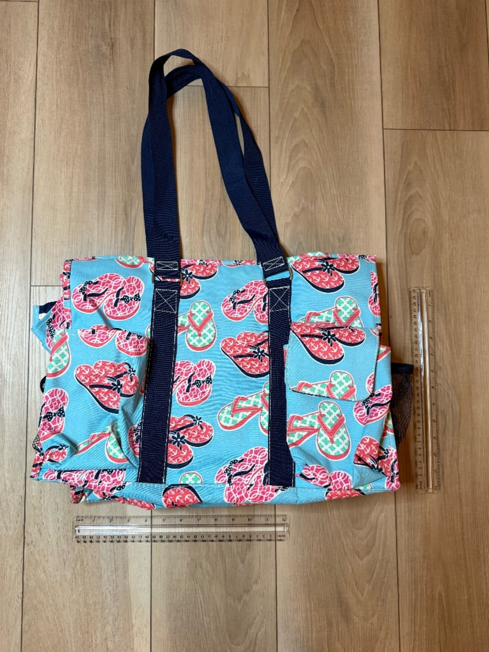 Cute Flip Flop Print Beach Tote Bag | Large Summer Pool Bag